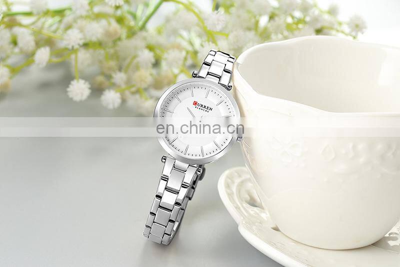 CURREN 9054 Women Ultra Thin Dial Elegant Watches Business Quartz Stainless Steel Simple Bracelet Wristwatch