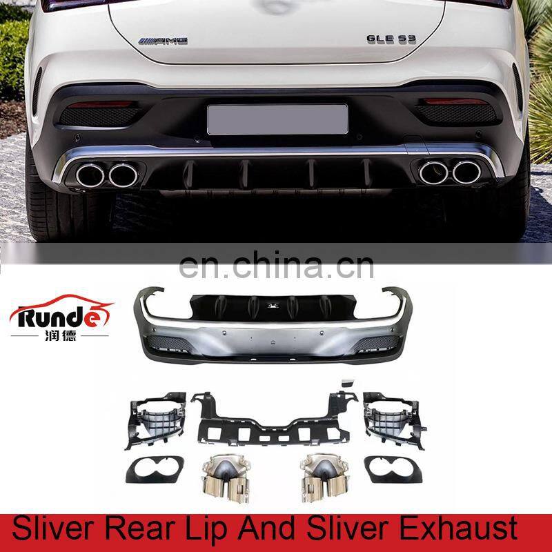 Runde PP Material Body Parts Rear Lip Exhaust For Mercedes-Benz GLE 54 400 Coupe Modified AMG Style rear lip exhaust