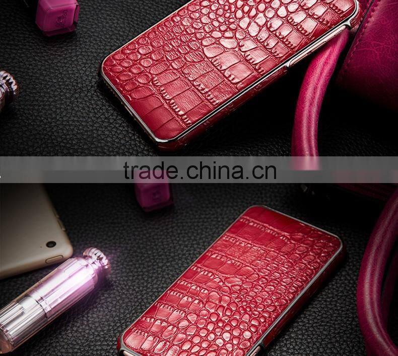 High quality embossed crocodile leather case for iphone 6 plus