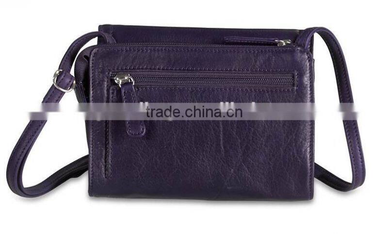 Super design small multi pocket leather crossbody bag leather shoulder organizer bag