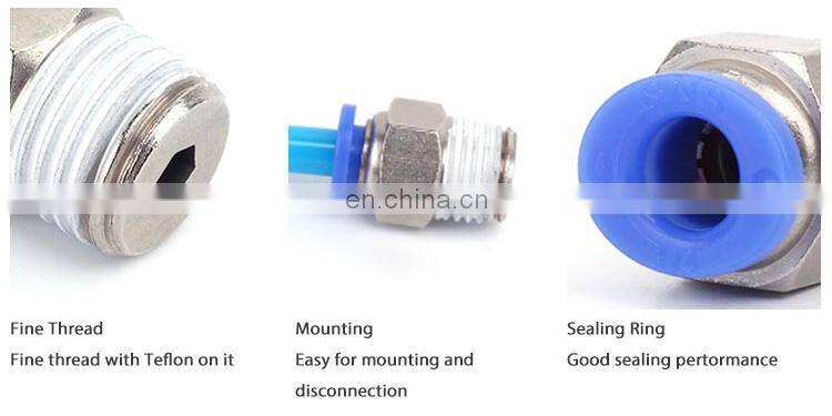 SNS SPC8-N02 8mm Tube OD x 1/4 NPT Male Straight Nickel Plated Brass Push to Connect Pneumatic Fittings of 10 PCS