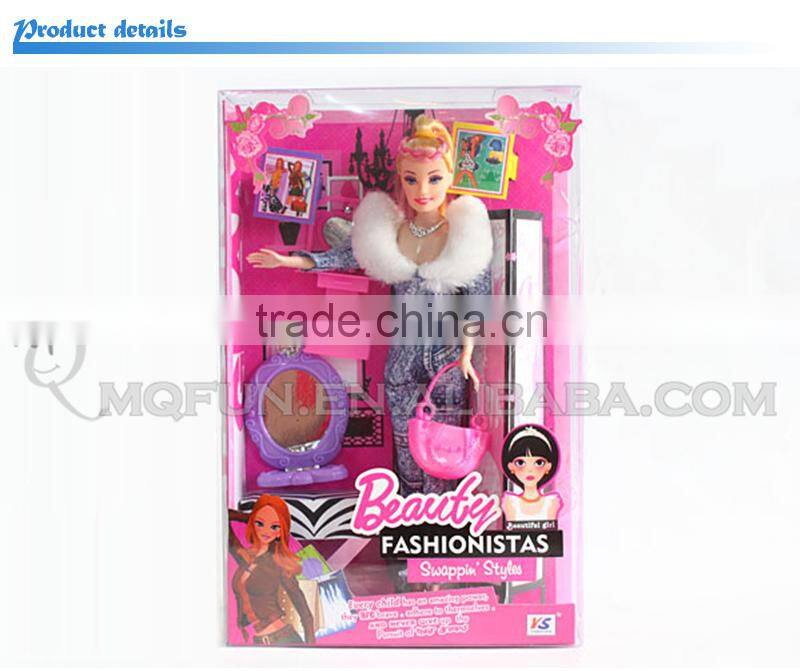 Mini Qute 36 cm kawaii beautiful American Latex kid fashion Plastic doll model educational toy with accessories NO.YS2012-7B