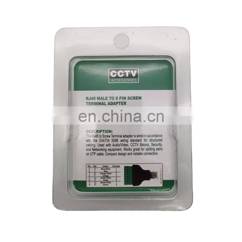 Easy Use Network RJ45 Male To 8 Pin Block Av Terminal Connector Screw Adaptor