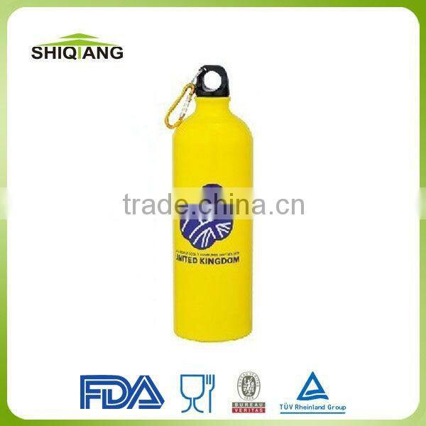 600ml aluminum sport water bottles with heat transfer logo and carabiner lid