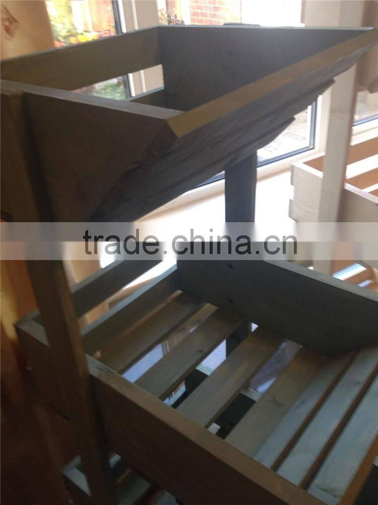 SEARUN Hot Sale Wooden Fruit and Vegetable Display Stand/Shelf/Rack