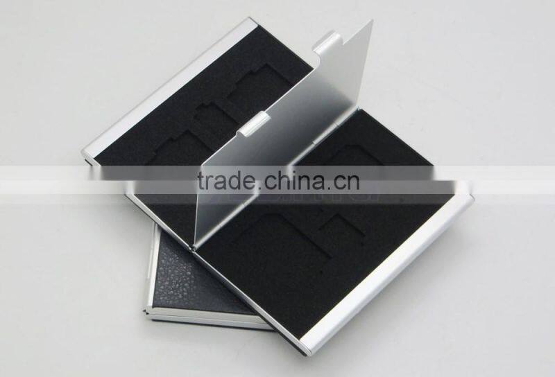 Leather Aluminum EVA Memory card Carrying Case for 4x SD Card and 4x TF Card