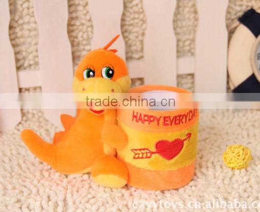 Plush brush pot/plush desk pen container/cute animal pen container