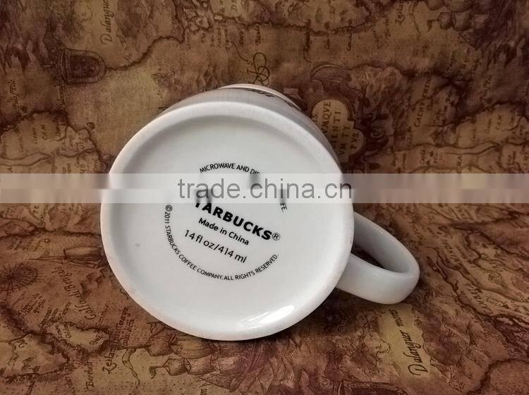 14oz new bone china ceramic starbuck coffee mugs/cups with silicone lid