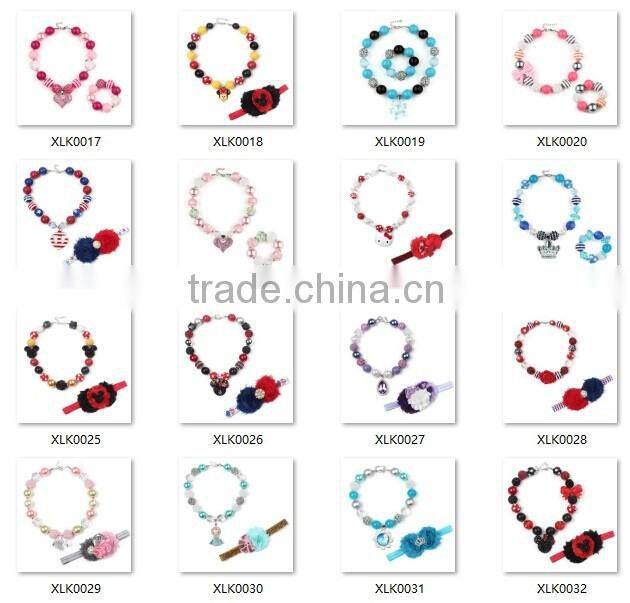 Cartoon horse pendant kids chunky bubblegum fashion necklace