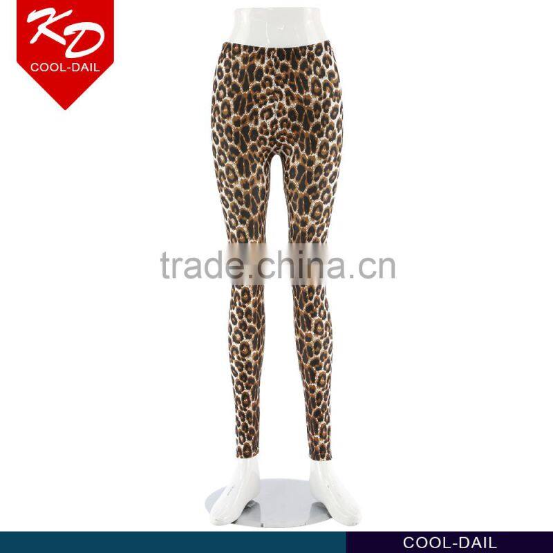 2016 Latest design blue Cheetah print good elasticity sexy leggings