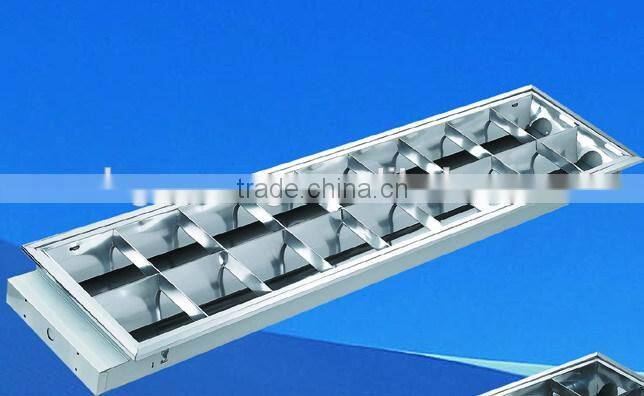 ceiling 2X40W T8 Reflective louver fitting with aluminum sheet grid white paint base louver fitting lamp with electronic ballast