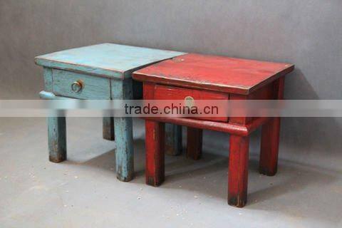 solid wood antique small stool with drawer