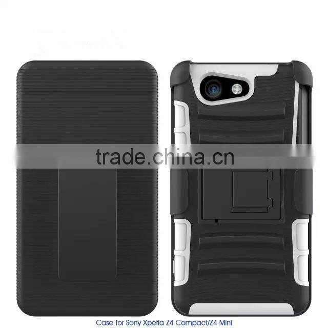 Keno Tough Rugged Layered Extreme Hybrid Belt Clip Holster Case for Sony Xperia Z4 Compact / Z4 Mini