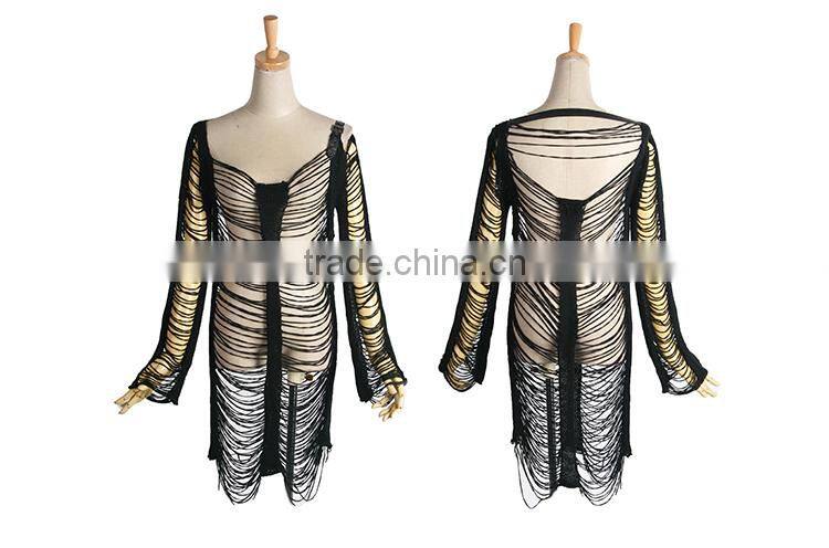 M-018 Fashion and Cute Sunk Broken Sweater with Skeleton Pattern