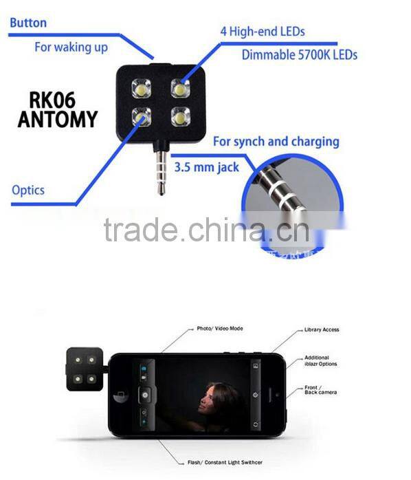 For ios and android Universal Mini 4 LED Camera Flash Selfie Fill Light Selfie Night Photo