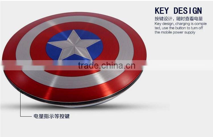 The Shield of Captain America Ultra Thin Li-polymer Battery Power Bank Factory supply captain america power bank