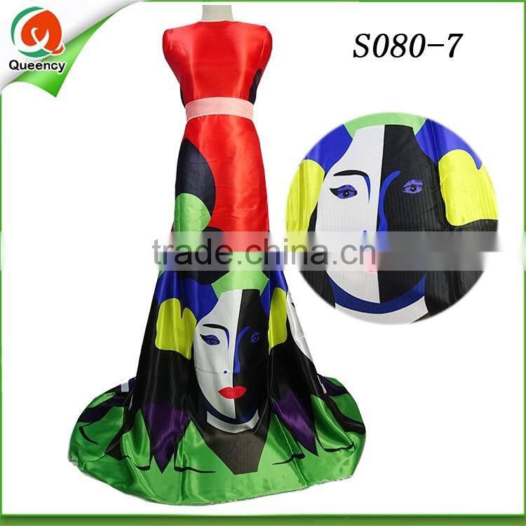 Culture Print collection fashion satin silk fabric/100% raw silk fabric for maxi dress