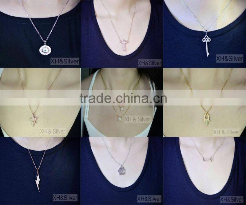 Wholesale fashion jewelry diamond 925 pure silver necklace
