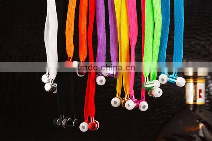 Stereo 3.5mm In Ear Shoelace Earphone Headset Earbud for IPhone For Samsung