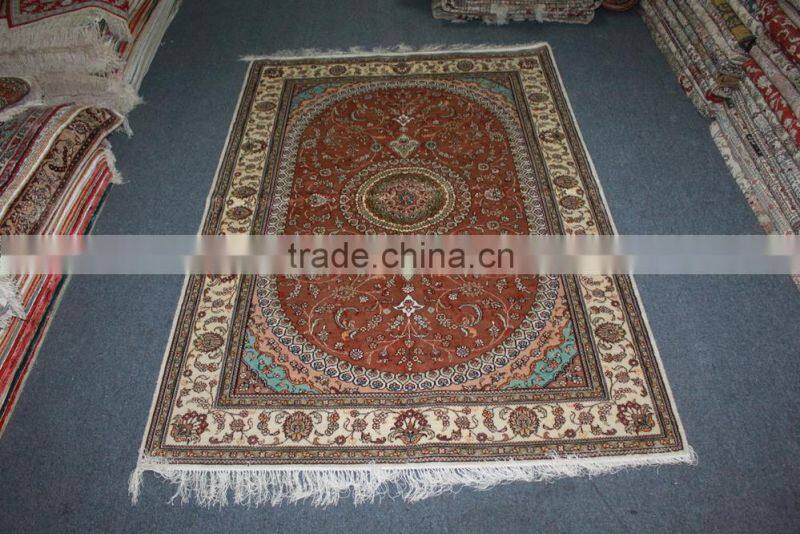 Belgium classic crimson carpets hand knotted pure silk rug
