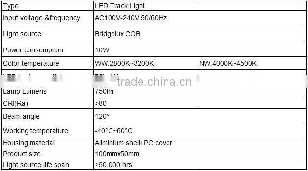 China New Products Original COB 10W LED Track lights Dimmable 4-pin Track Head 10w LED Track lights