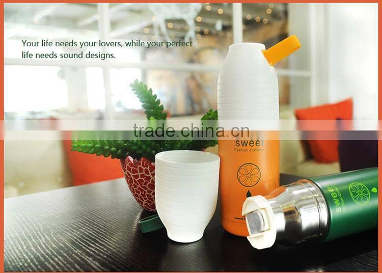 Wholesale Promotional double wall insulated vacuum stainless steel water bottle with portable rope