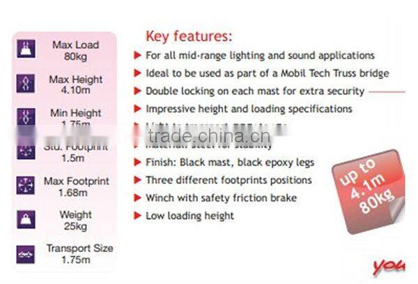 Mounteck hot sell truss bridge metal lighting crank stand led lights exhibition stands