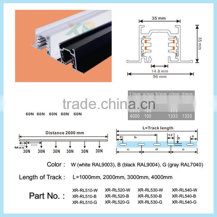 Recessed 4 Wire Led lighting Track