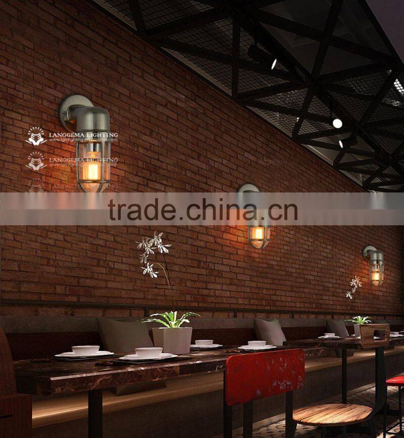 VINTAGE INDUSTRIAL LIGHT ALUMINIUM PENDANT WITH CAGE GLASS SHADE EDISON E27 wall lamp W144(99)