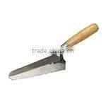 Plastering trowel with wooden handle, carbon steel normal polished, V notched