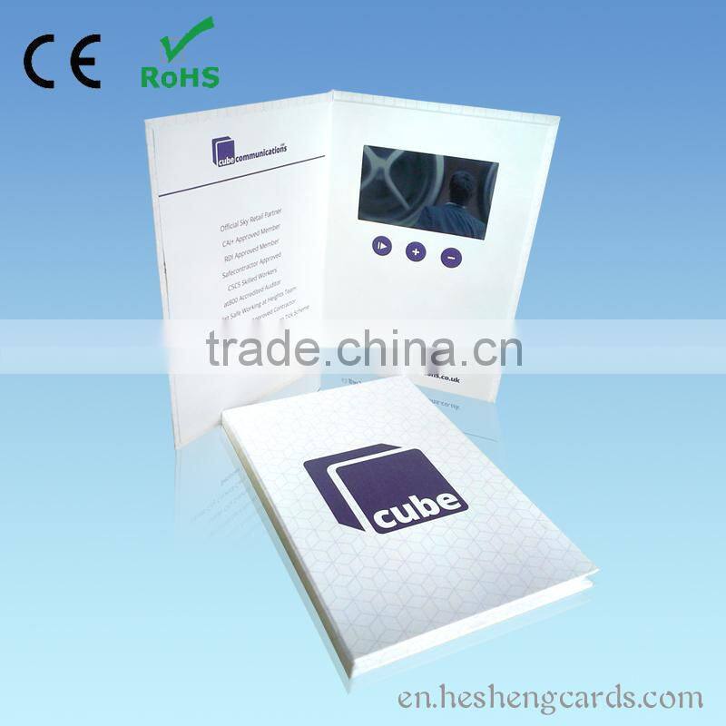7 inch customized printing video brochure card for gift ,invitation ,business