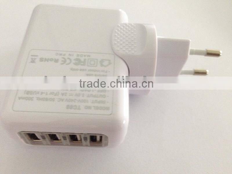 Universal USB travel power adapter charger 4 port AC /DC Switching power adapter for Smartphone , Android phones