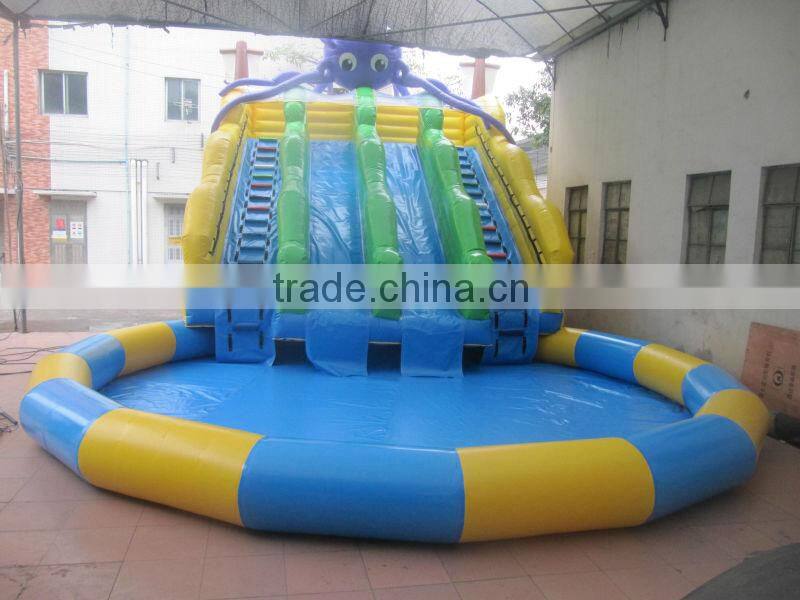 HOT sale inflatable Octopus water slide pool combo, inflatable water park