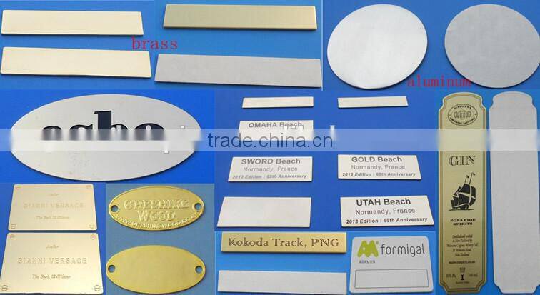 gold plating engraved metal plates with webbing hanging hole