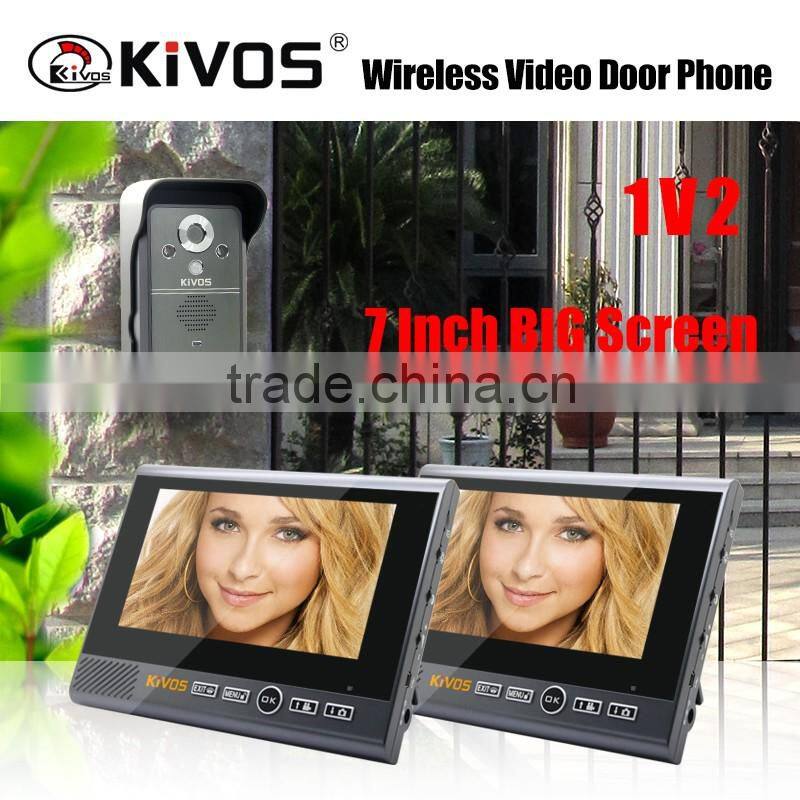 7" Video Door Phone Doorbell Security Intercom System Camera + 2 Monitors with two cameras