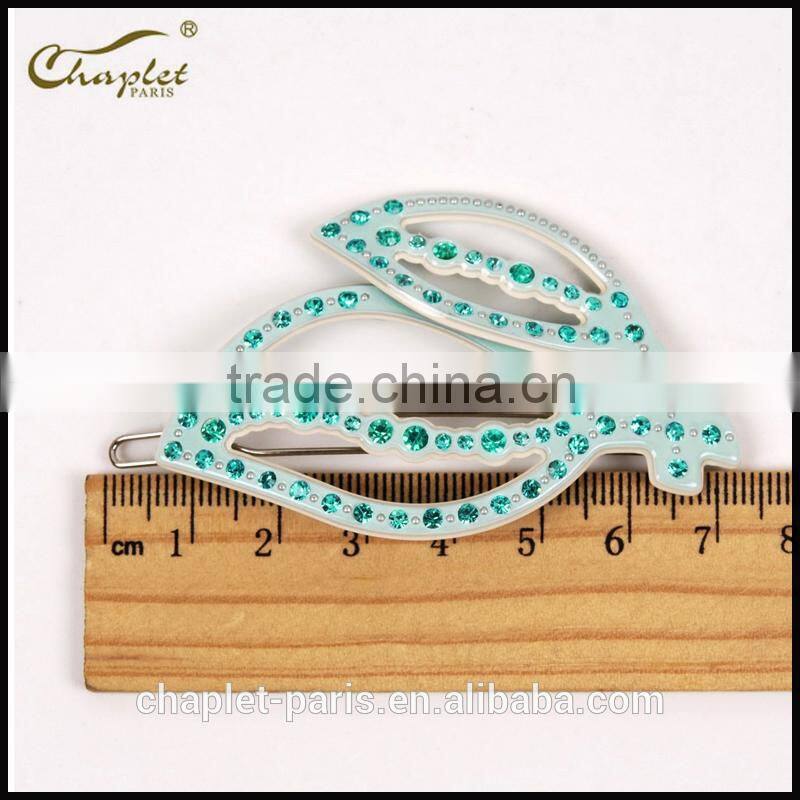 2015 newly leaf style hair accessories of rhinestone hairpin