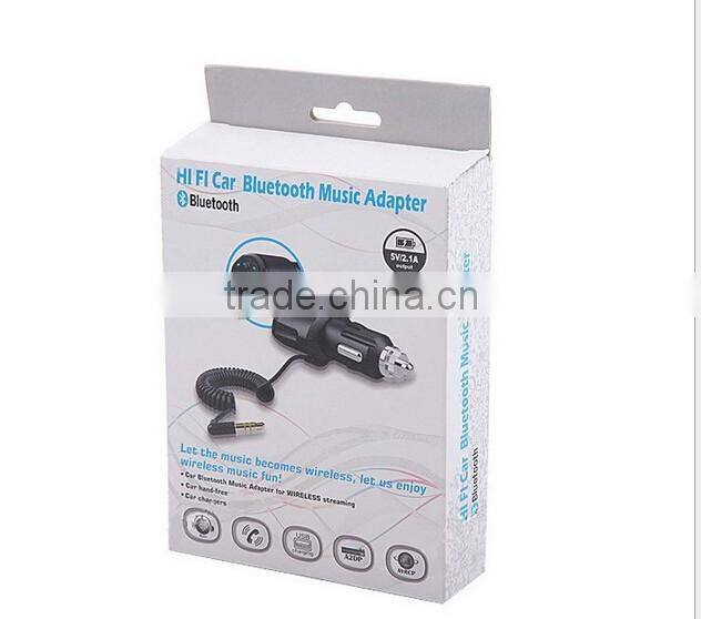 3.5mm Car Handsfree Bluetooth AUX Music Stereo Audio Receiver Adapter with 2.1A USB Charger