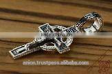 Burnished Silver 925 Cross Crucifix. Russian & Greek Orthodox Style.