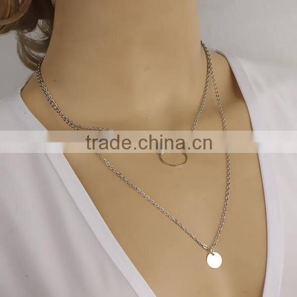 ring couple thin stainless steel chain necklace, funky chain necklace