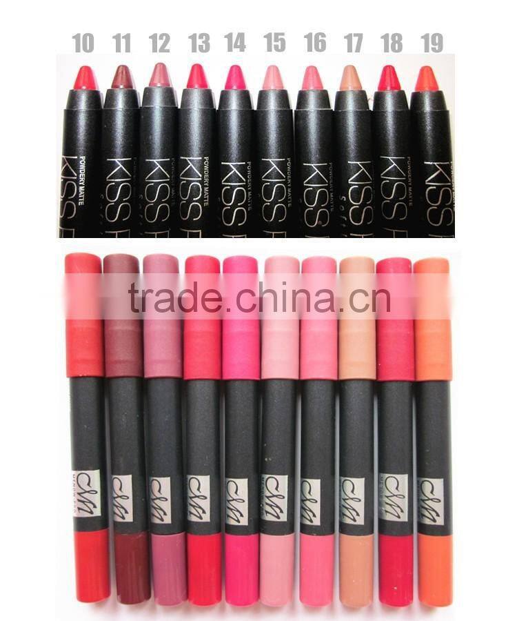 Menow kiss proof 19colors matte waterproof matte lipstick matte lipliner