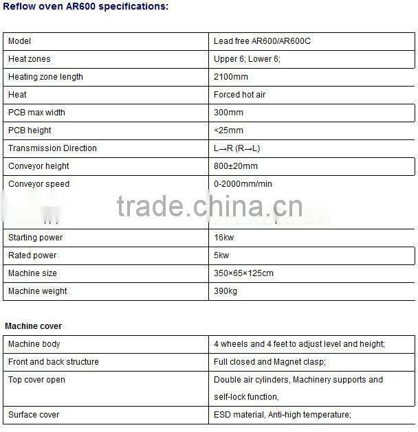 Reflow Oven/LED Soldering reflow soldering oven/SMT Convection PC control reflow oven soldering machine AR600C