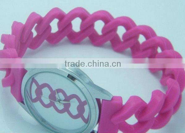 punk leisure braid silicone bracelet watch