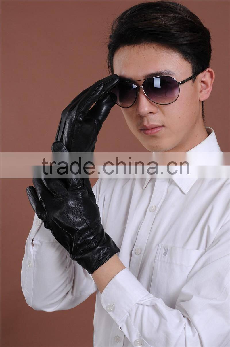 Winter Men's Genuine Leather Gloves Driving Sheepskin Mittens Thicken Warm Fashion Male Gloves