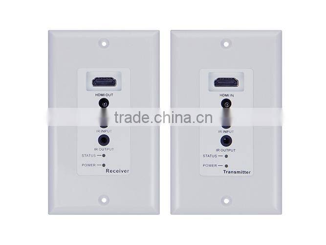 HDMI Extender Wall plate, HDMI Extender, Wideband Bi-direction IR, POE, 50m Single Cat
