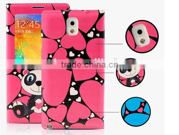 Animal cartoon print oem phone back for samsung note 3 leather case