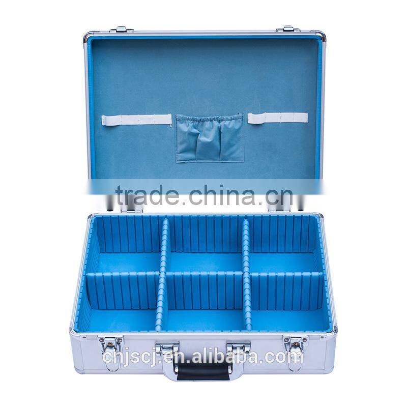 Good quality competitive price export silver useful Aluminum first-aid case,pocket dividers aluminum medical ca