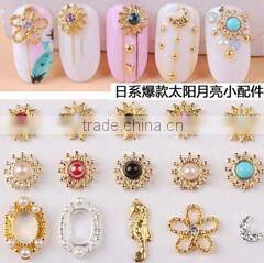 2016 New Arrival Gold and Silver Rivet 3D Nail Stencil Round Neon Metal Stud Nail Rhinestone Gem