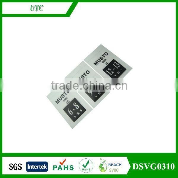 garments TPU silkscreen printing transparent brand size label
