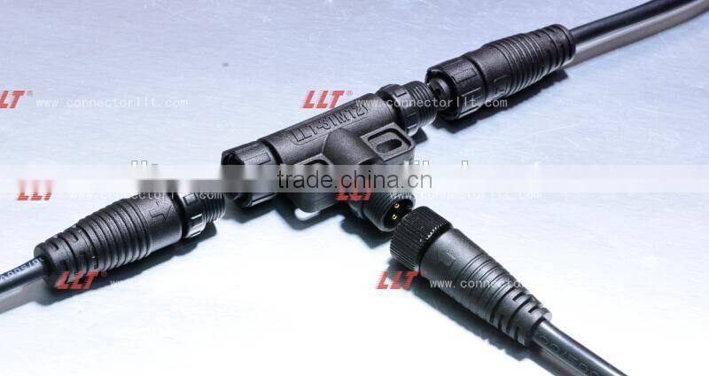 LLT Easy Installable M12 series T connector Outdoor lighting electrical Tee Connector