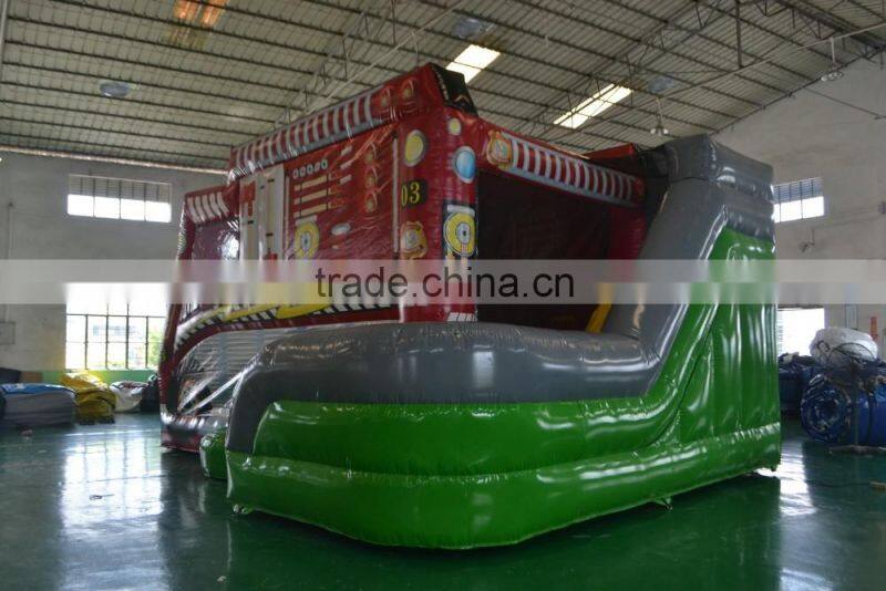 Popular amusing special fire car combo inflatable bouncer combo for kids paly